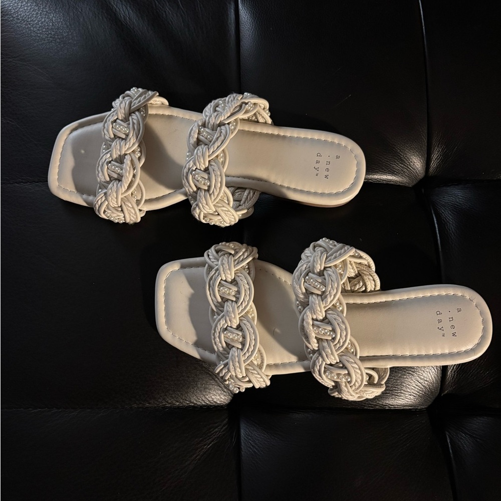 a new day Braided Double-Strap Slide Sandals in Cream - Picture 2 of 3